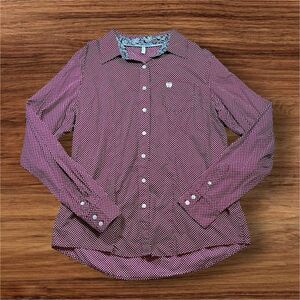 Cinch Cotton Circle Pattern Western Button Down Shirt Women's Size XL